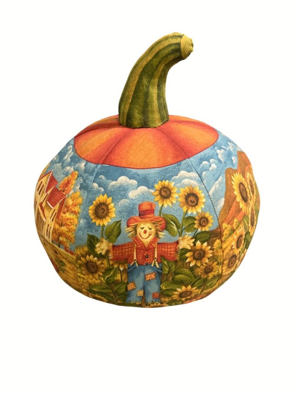 Fabric Pumpkin Country Decor Plush Autumn Accent Harvest Themed 10" Tall